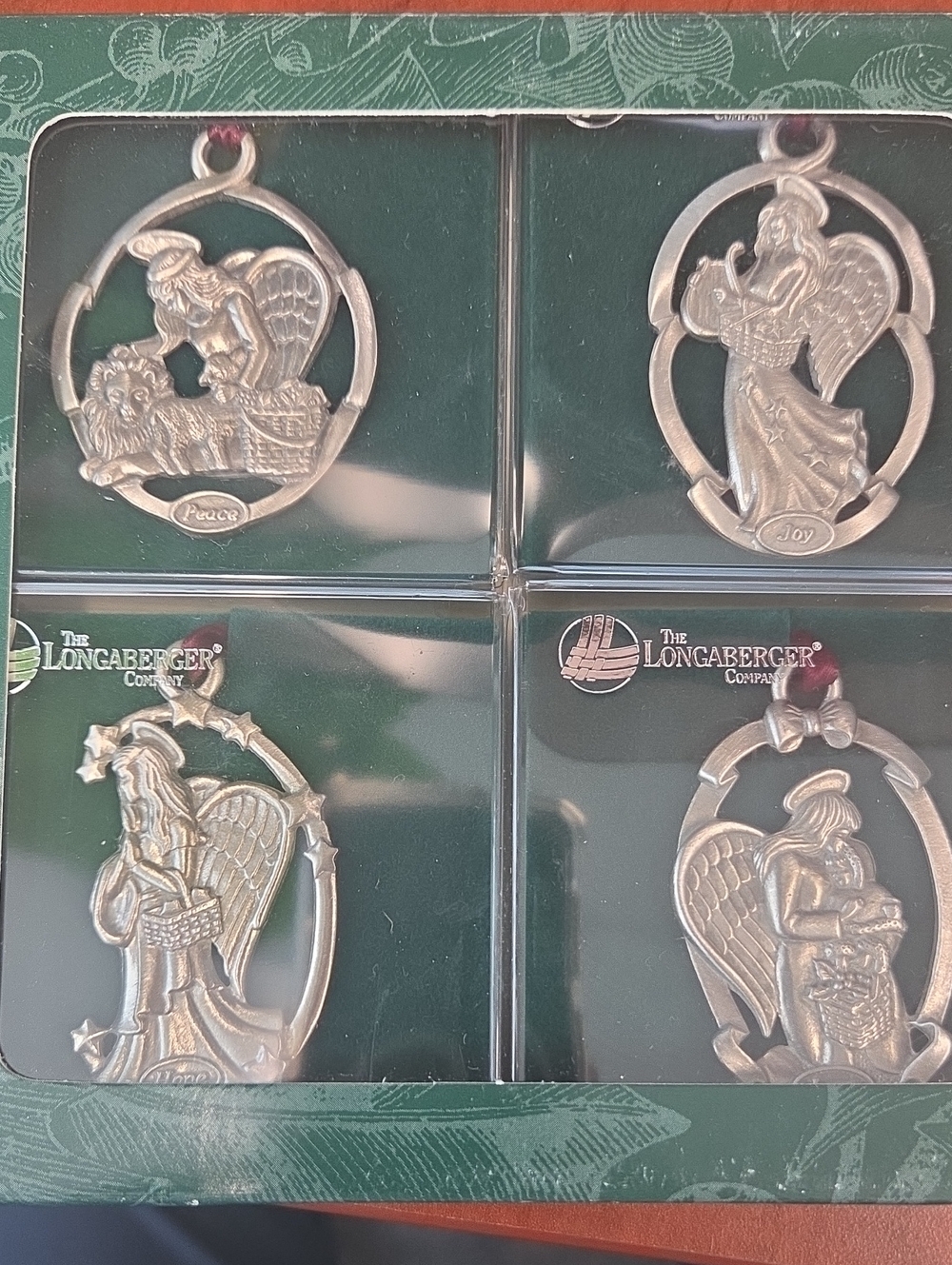 Vintage New Longaberger Angel Pewter Ornaments Set of 4